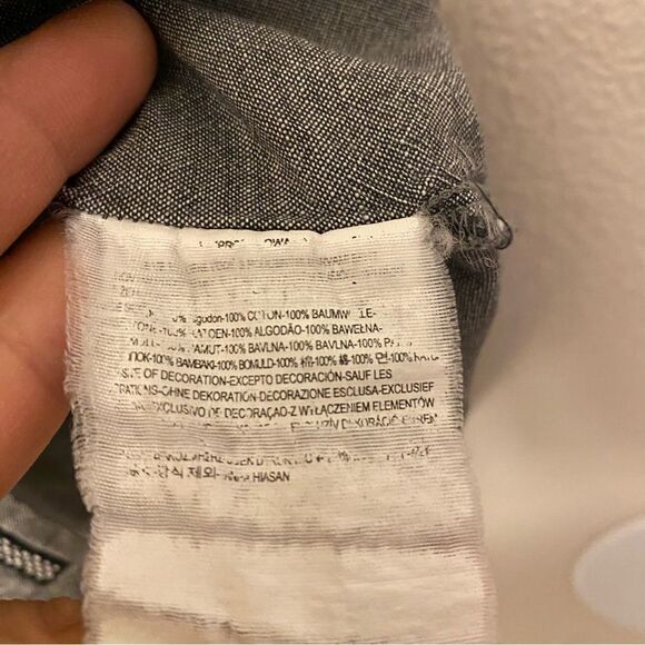 Vans Button Down Gray Hawaiian tropical print Pocket Short Sleeve Shirt -M - Picture 7 of 9